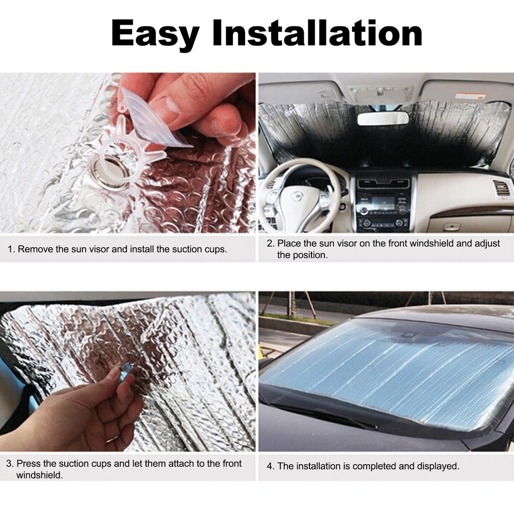 2Pcs Foldable Car Front Window Windshield Sun Shade Shield Cover Visor UV Block