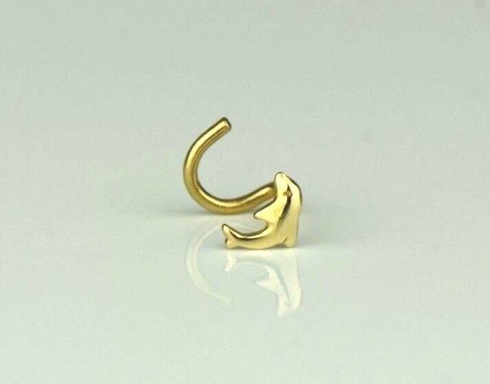 14k Yellow or White Gold Dolphin Screw Piercing Stud