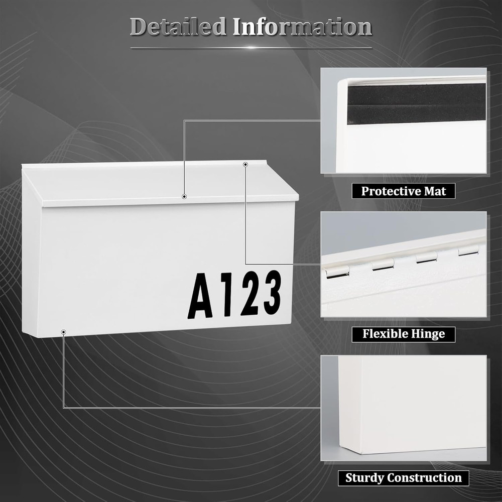 Wall-Mount Mailbox Large Mailbox for Post Rust-Proof Galvanized Steel Box for ou