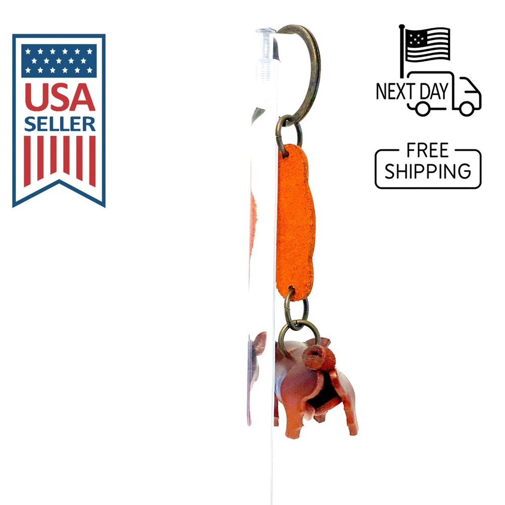 Pig (Brown) Handmade Leather Keyring