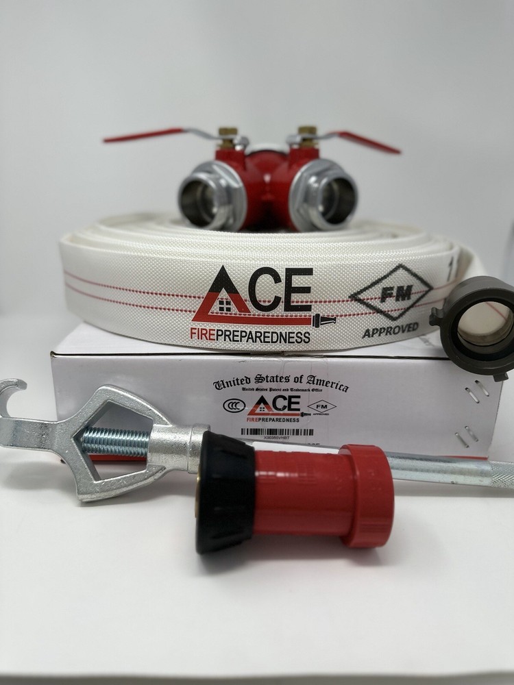 ￼ Fire Safe Home Bundle Including 1 Attack Fire Hose, Hydrant Valve, Wrench, Noz