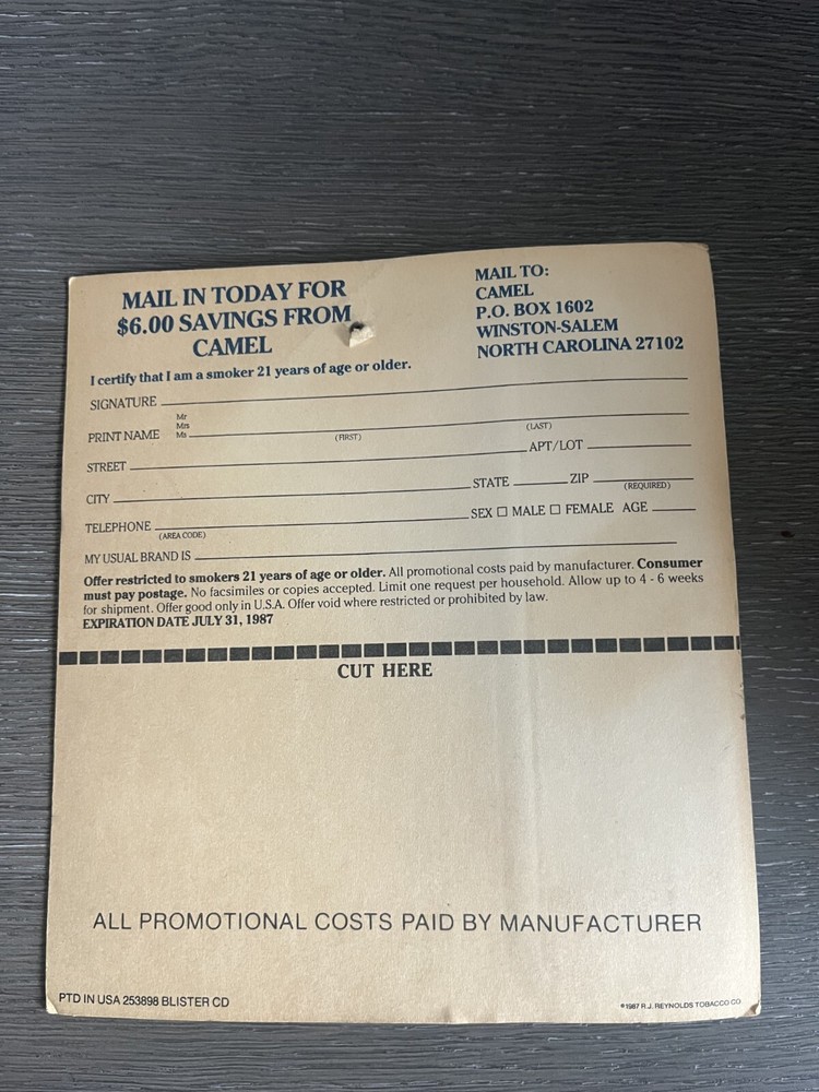 1987 Camel Cigarette Promotional Pocket Tools