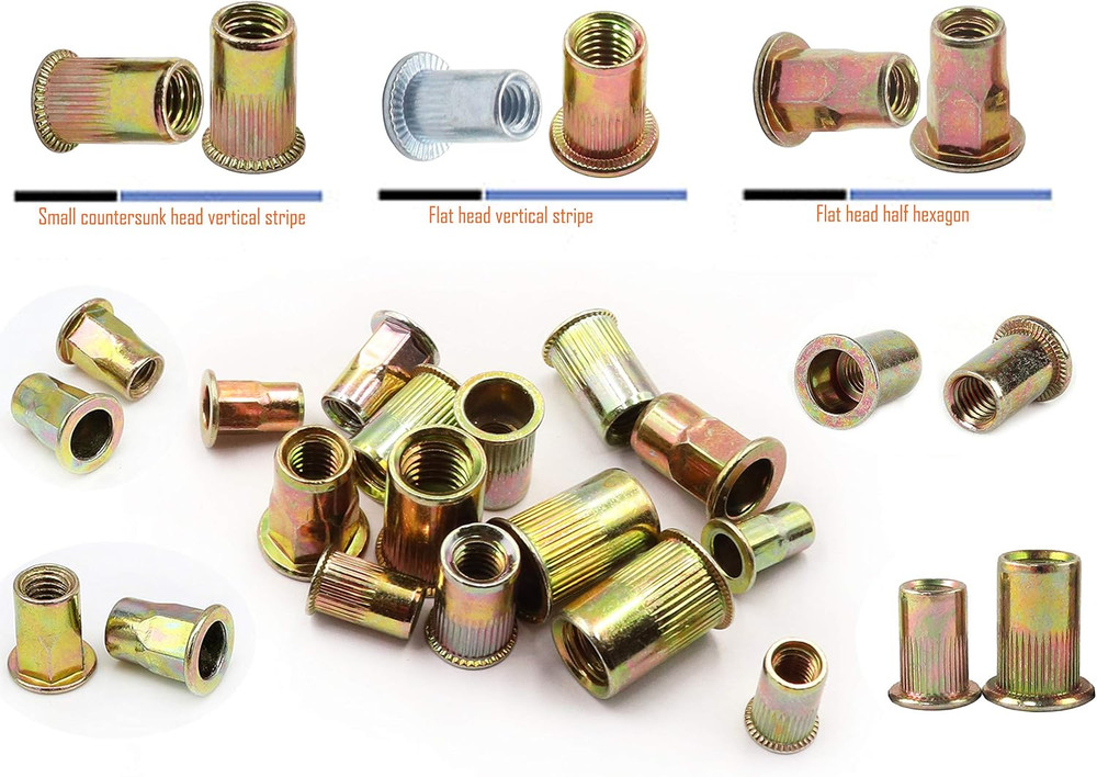 LBY 60Pcs Carbon Steel Rivet Nuts, M6 Thread Insert Nutsert (Half-Hexagonal) Riv