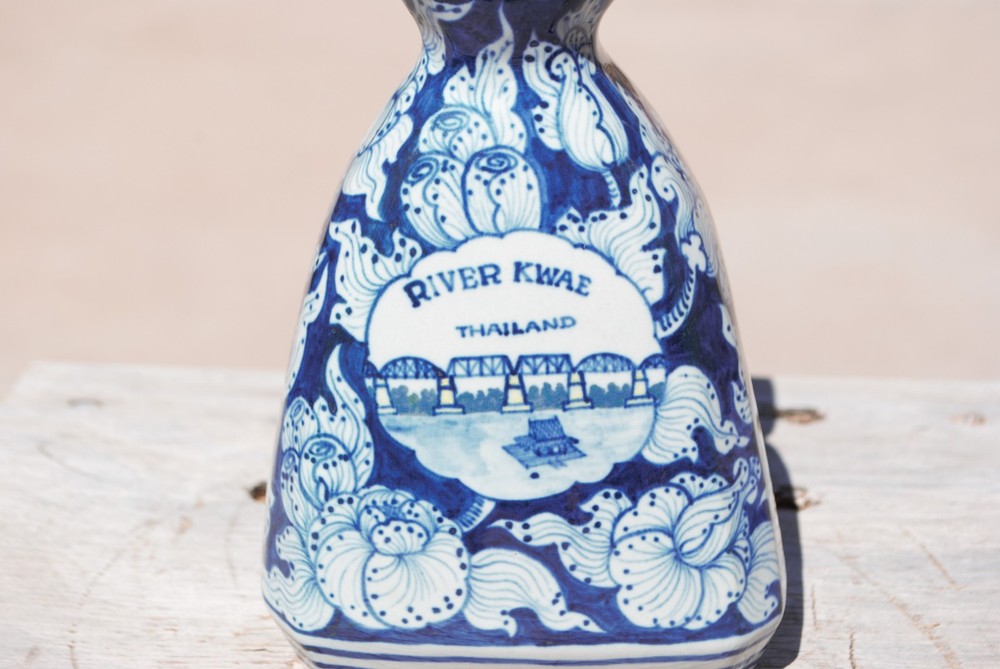 River Kwae Thailand deflt blue decorative bottle unmarked
