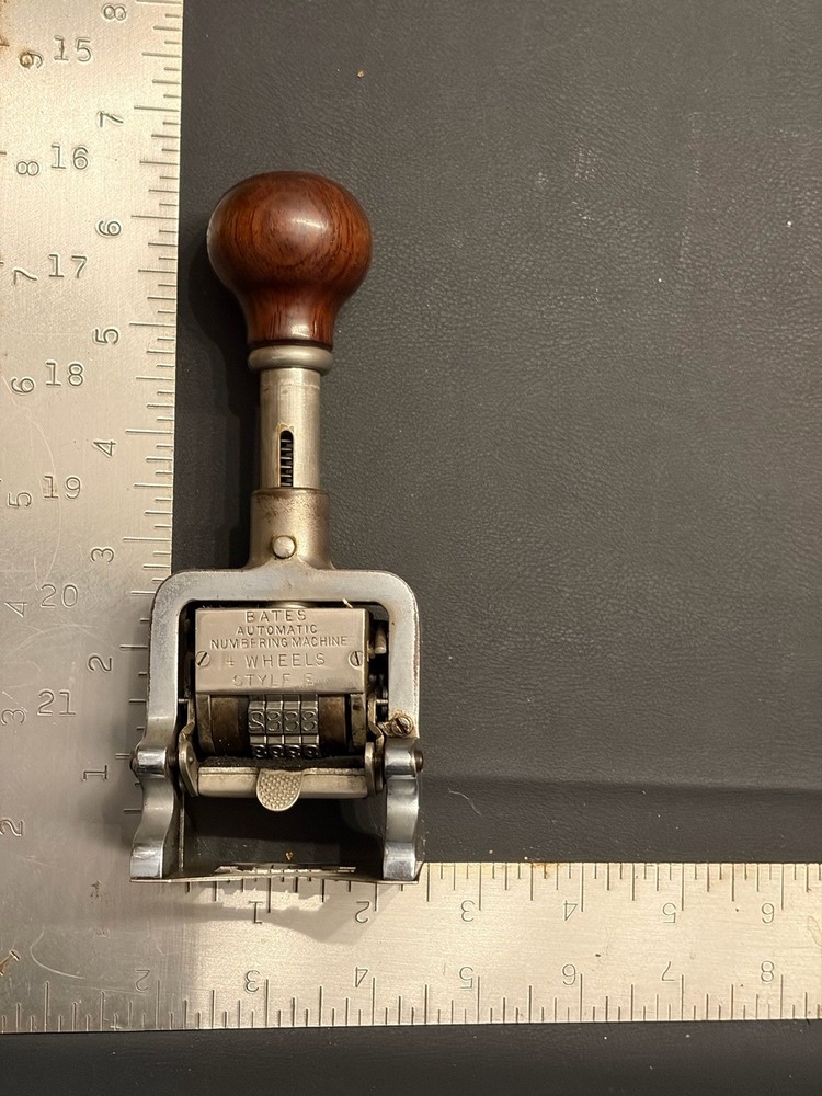 Antique Bates Automatic Numbering Machine 4 Wheel Style E Works