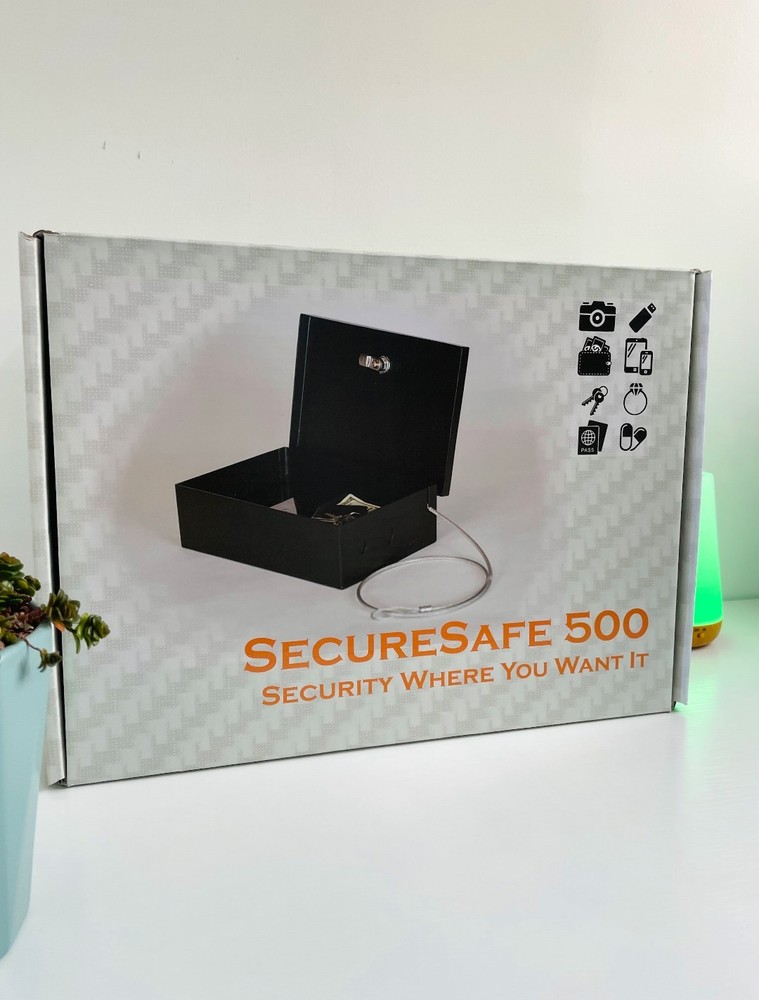 Large Portable Steel Safe Box w/ Combination Lock & Security Cable.