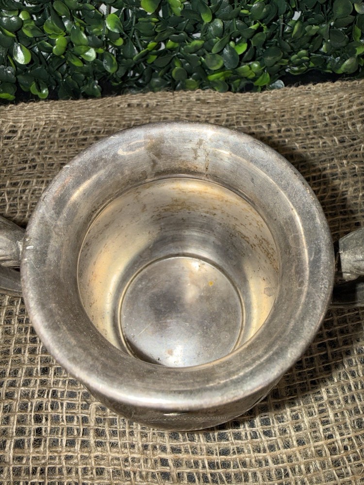 Antique Richfield Plate Co. Quadruple 2177 Sugar Bowl Etch Pattern Double Handle