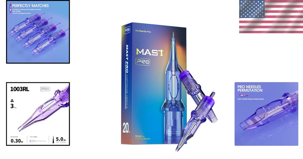 Mast Pro 1003RL 20Pcs Bugpin Disposable Tattoo Needles – Precision & Durability