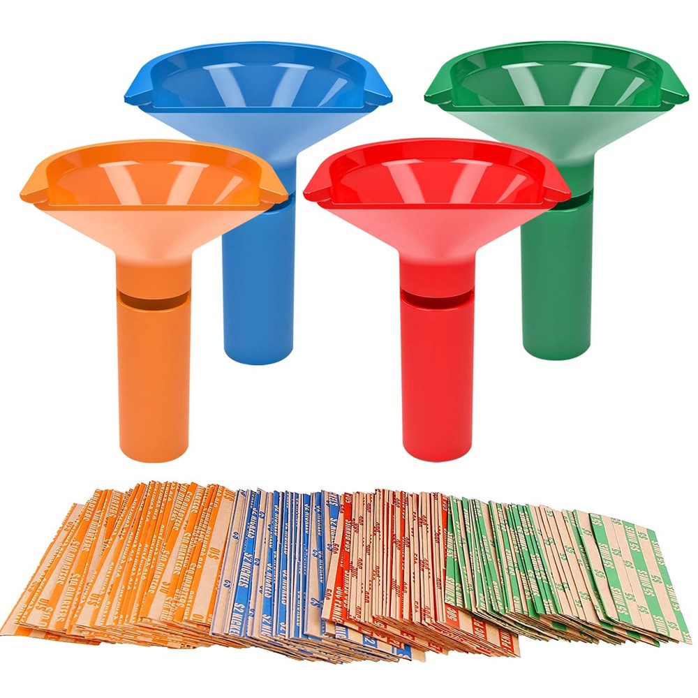 Coin Storage & Sorter Tubes 4 Color – Coded Coin Counters Tubes and
