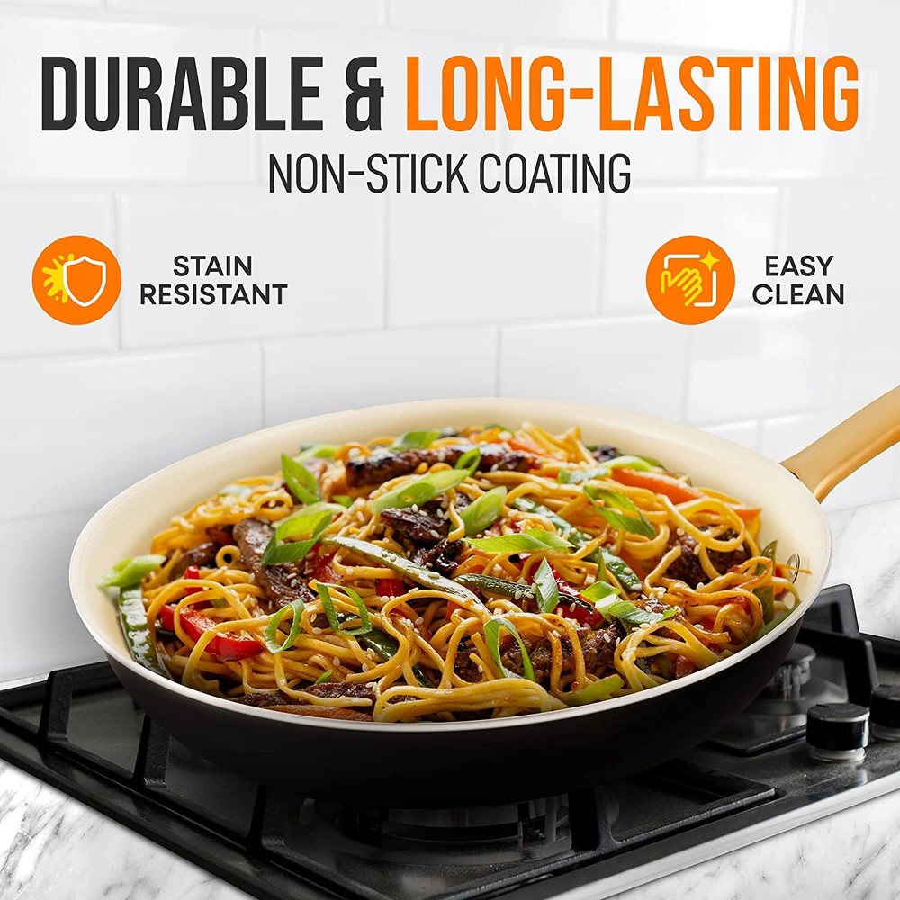 Nutrichef NCHGLDX12 12"Frypan W/Lid