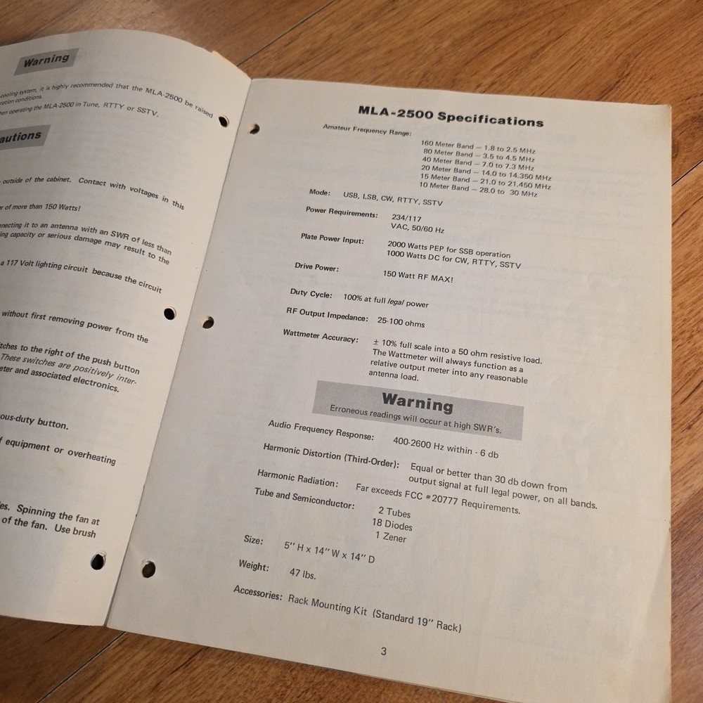 Dentron MLA-2500 Operating Instruction Manual