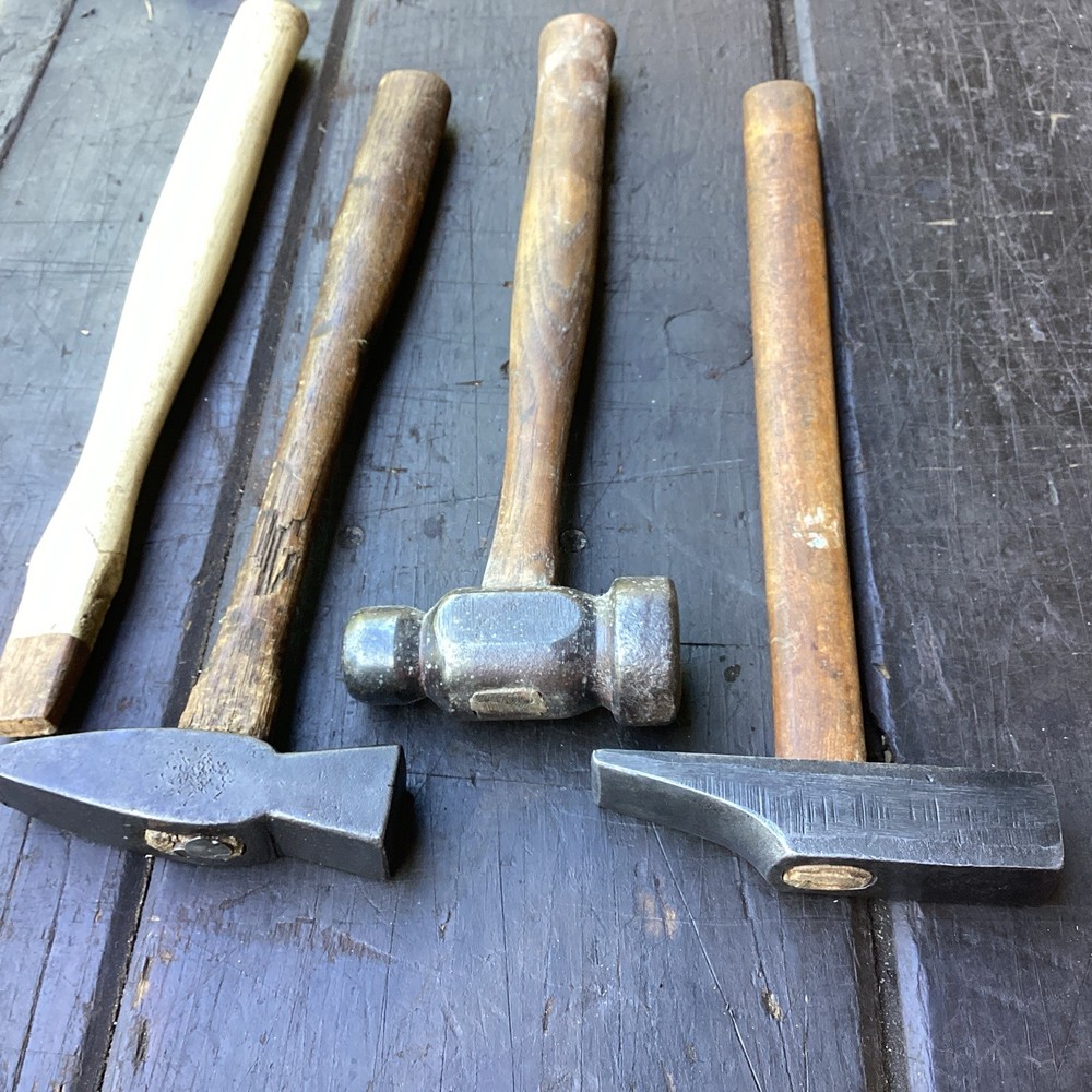 Group of three blacksmith forging & finishng hammers