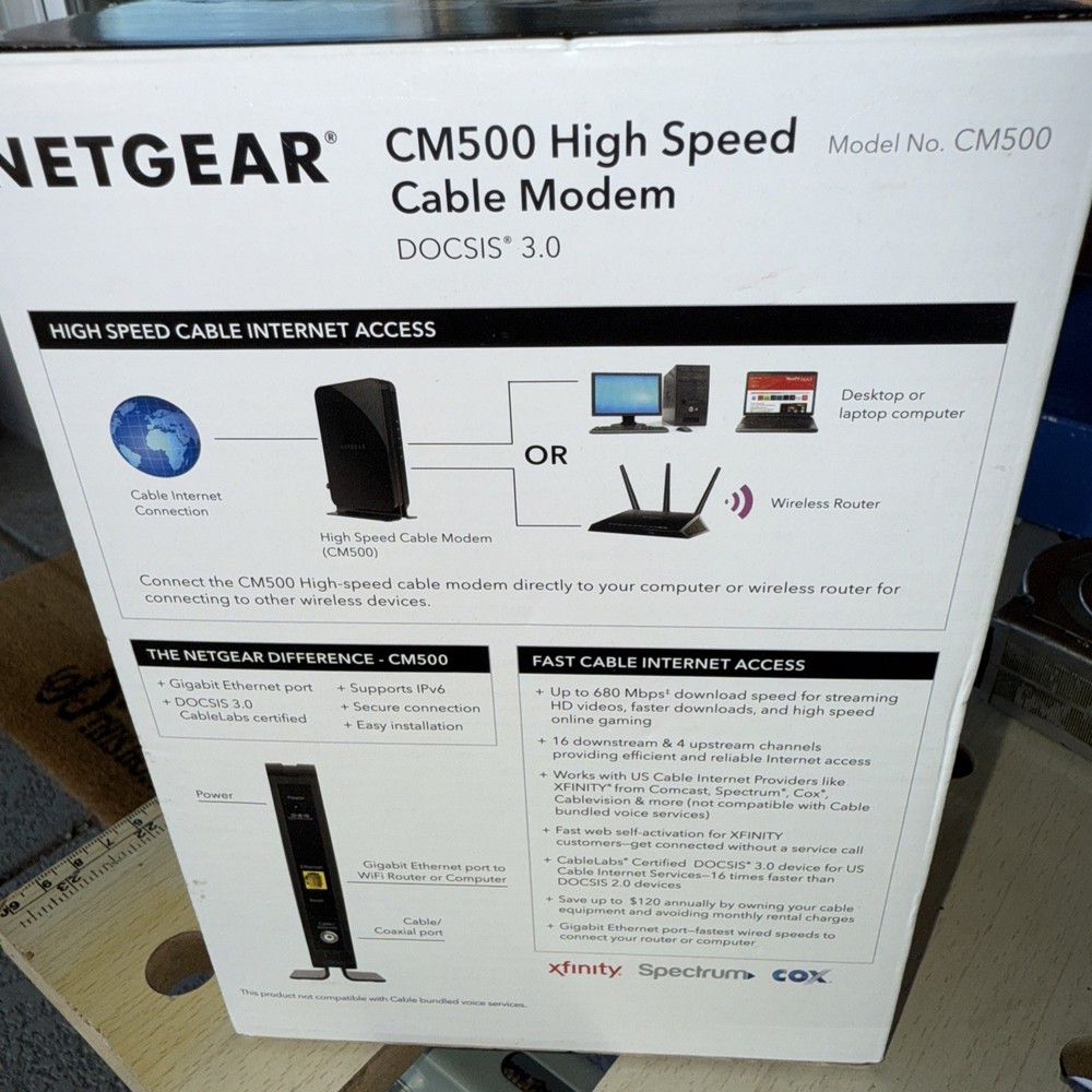 Netgear High Speed Cable Modem Model CM500 - SEALED!