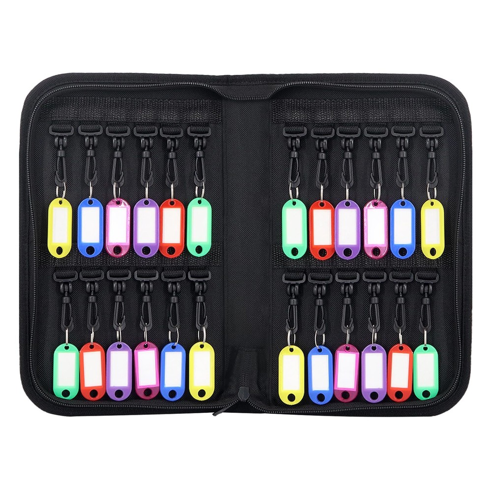 Portable Organizer Waterproof & Fireproof Zippered Case With 24 Hooks and Tag...