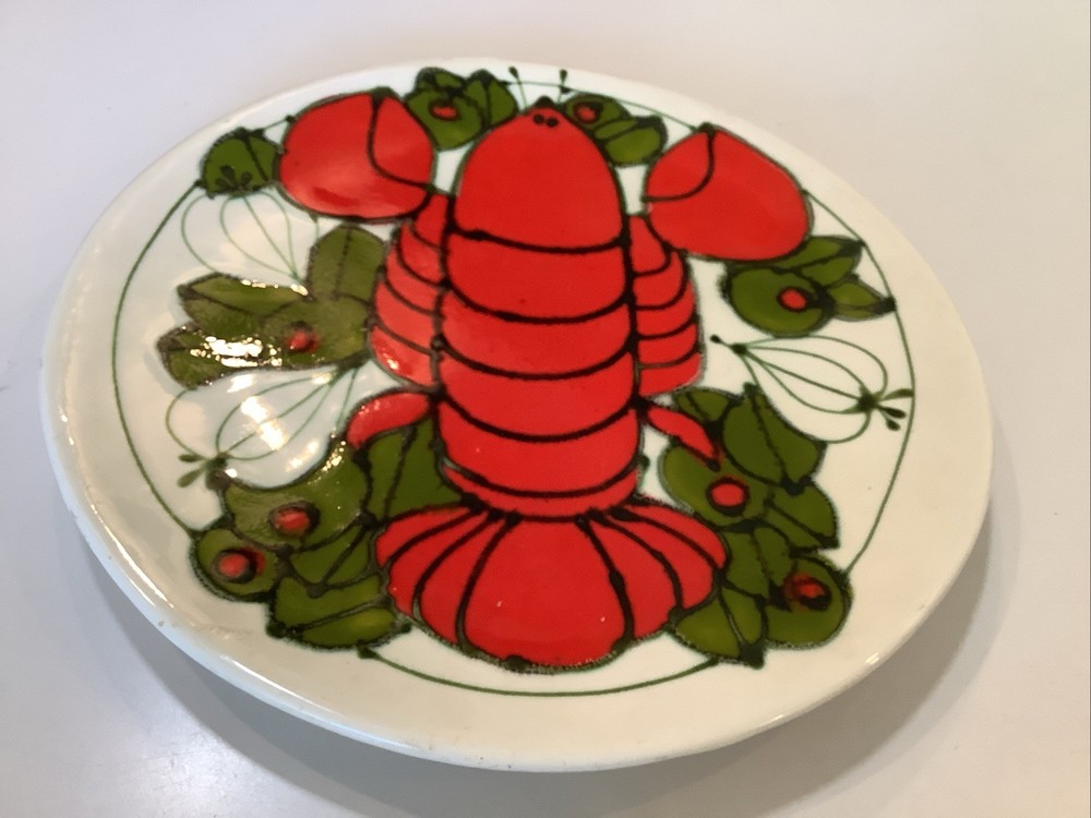 Lobster Hand  Painted Ceramic Platter Dencraft Signed Kate WOW