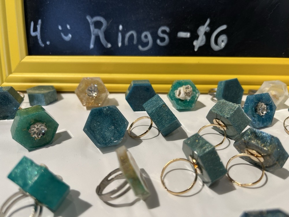 Hexagon Ocean Epoxy Resin Rings