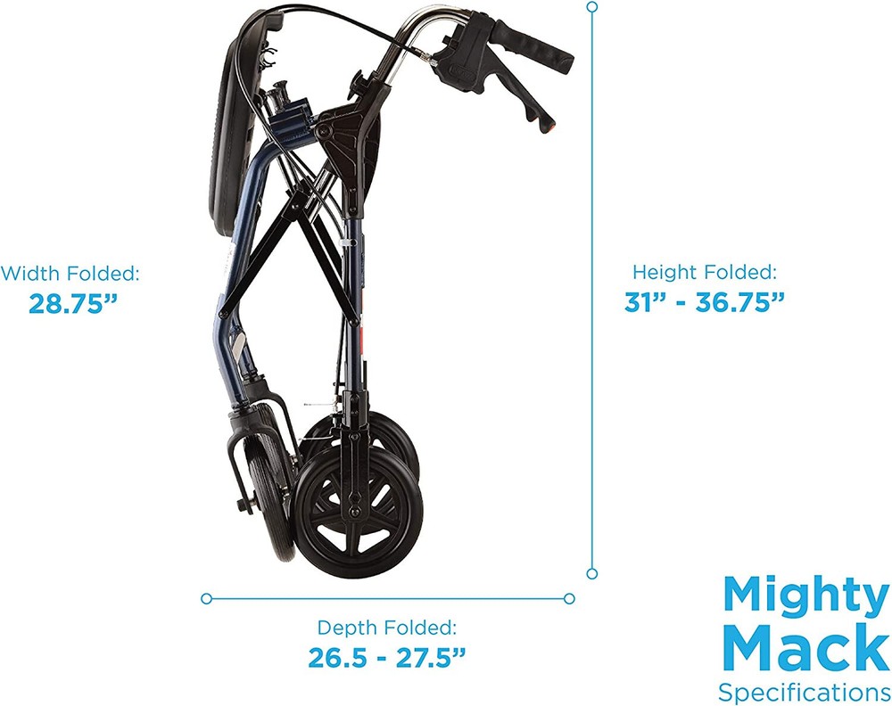 NOVA Mighty Mack HeavyDuty Xtra Wide Rollator Rolling Walker 500lb Cap - OPENBOX