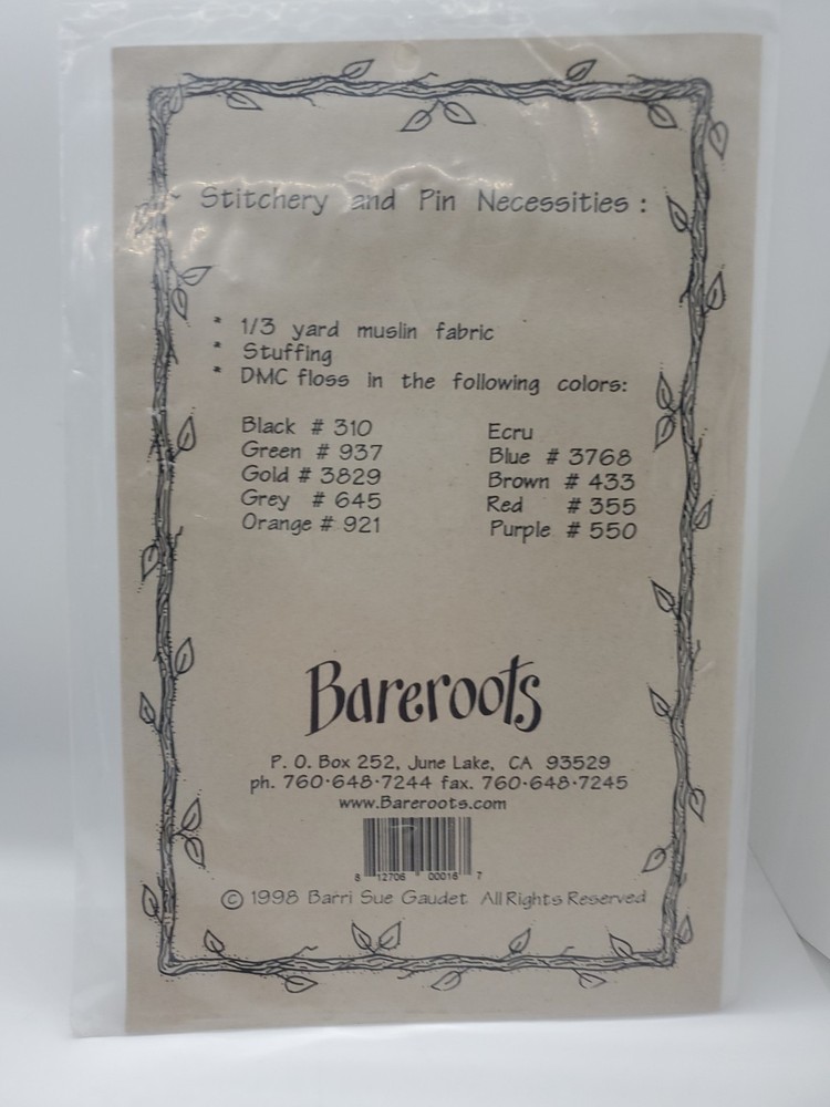 Bareroots Kitty Stitchery and Pins Pattern - #16 Primitive New