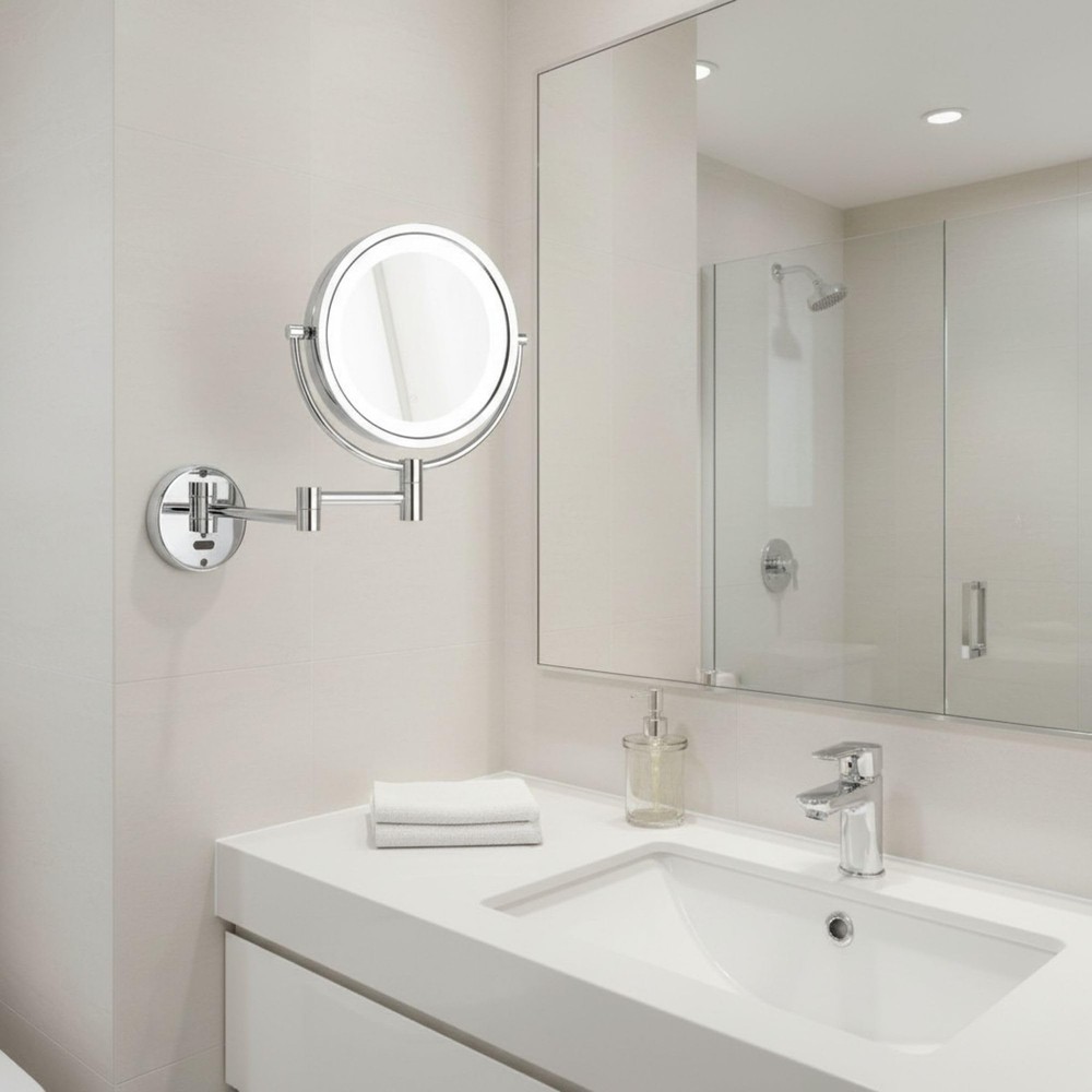 Sharper Image Wall-Mounted Lighted Motion Makeup Mirror - 8X-1X Magnification...