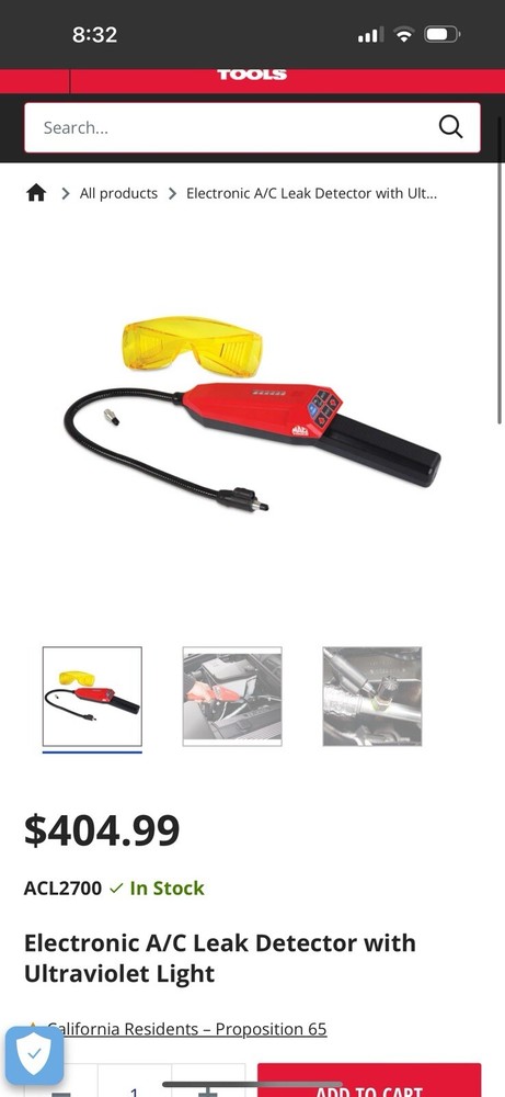 Mac Tools Electronic Leak Detector With Uv Blue Light