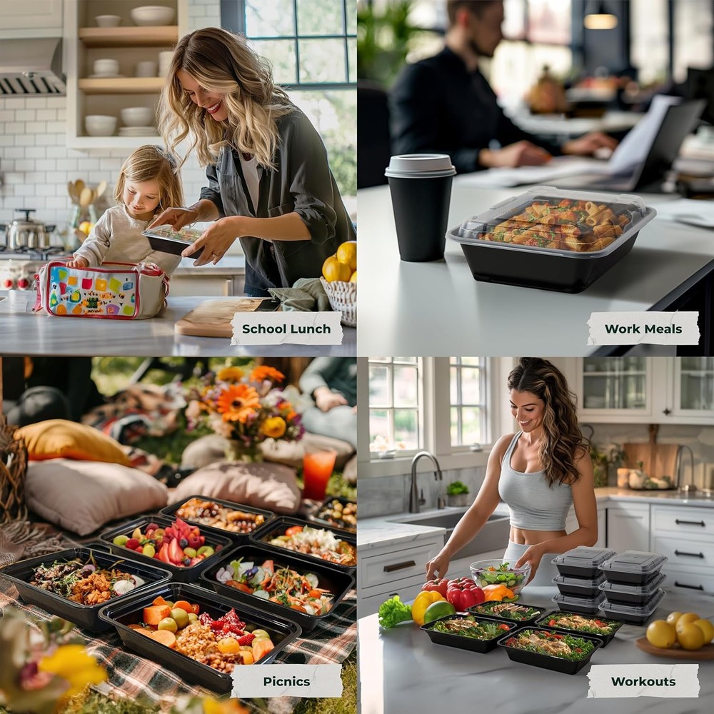 Enther Meal Prep Containers 12 Pack 1 Compartment 12 1