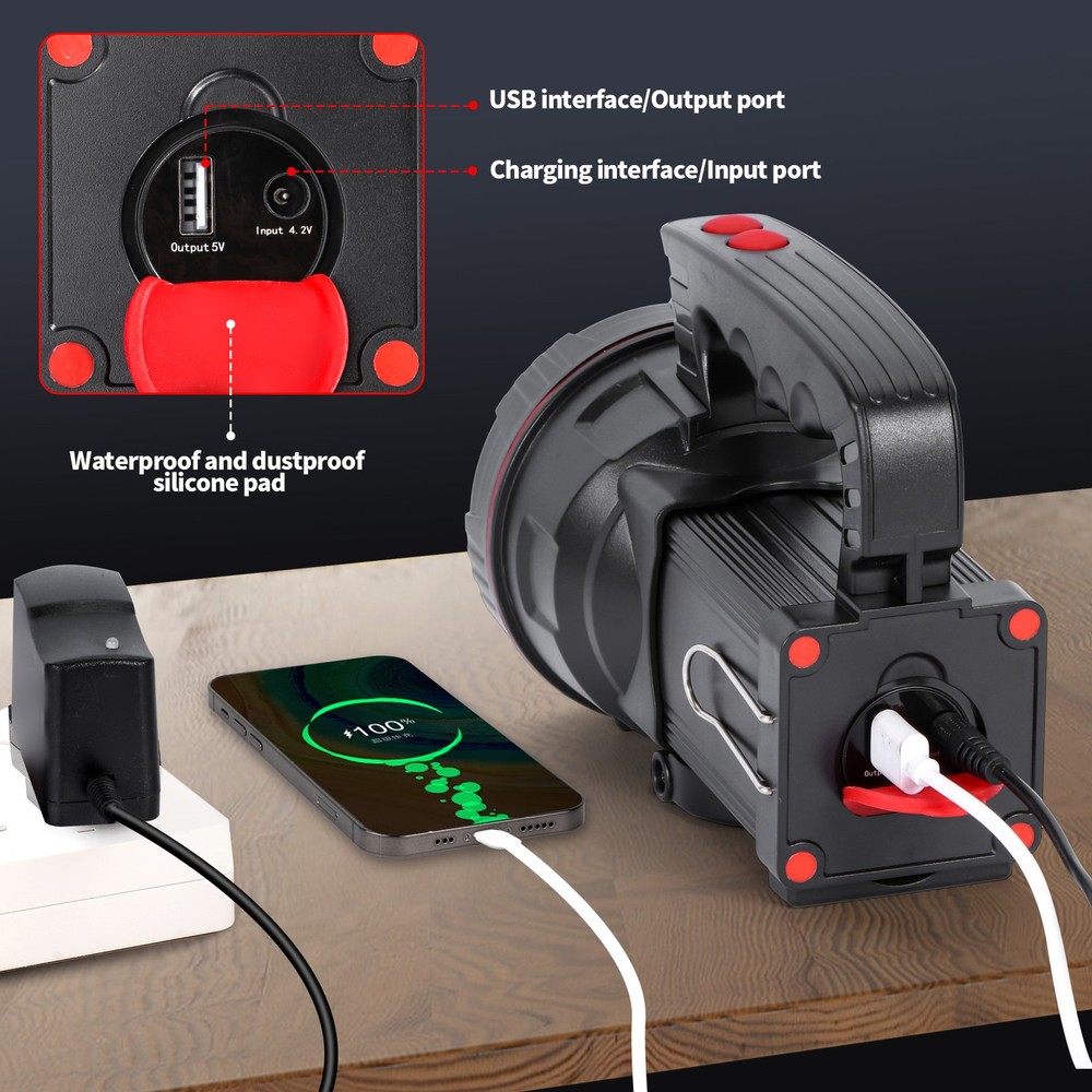 Super Bright LED Rechargeable Handheld Spotlight High Power Tactical Flashlight