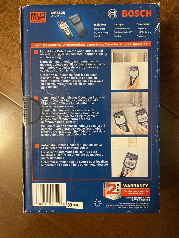 Bosch GMS120 Professional Digital Multi Wall Scanner w/ 9V Battery & Hand Strap