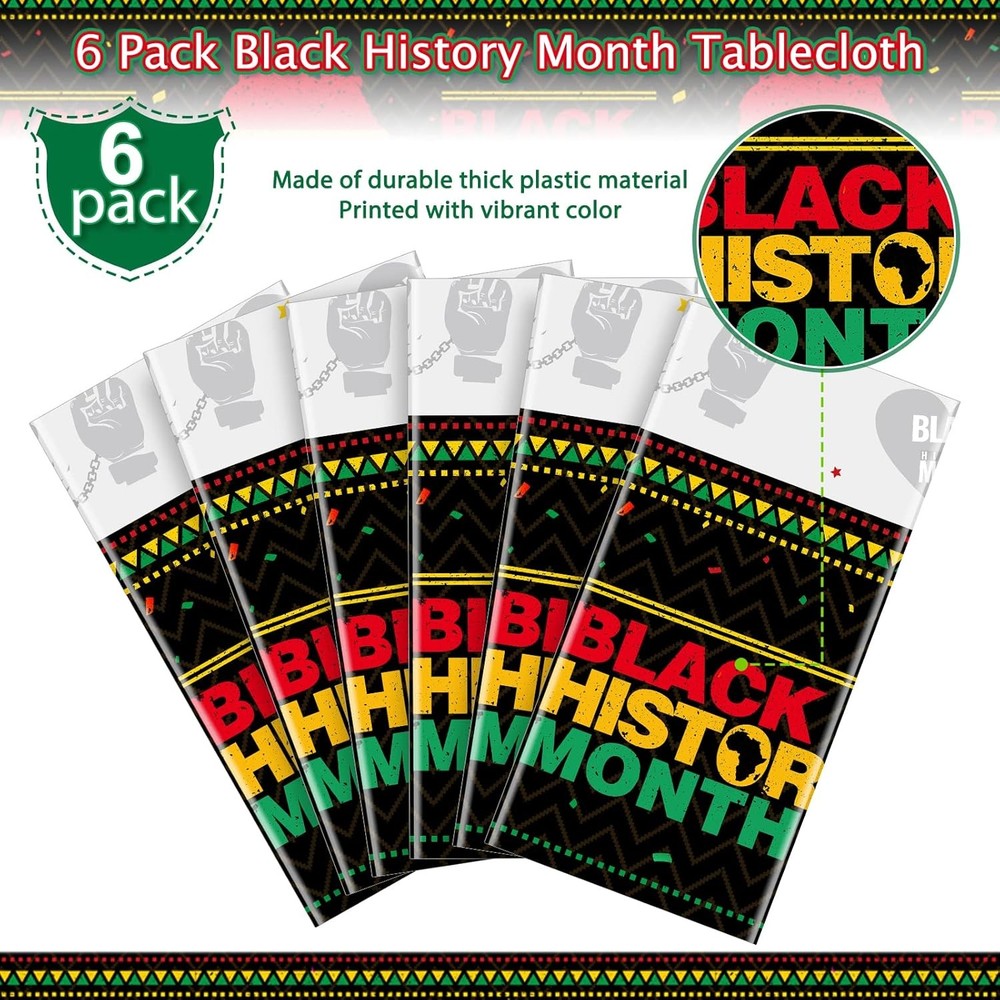 6 Pieces Black History Month Tablecloth 6 Pack,