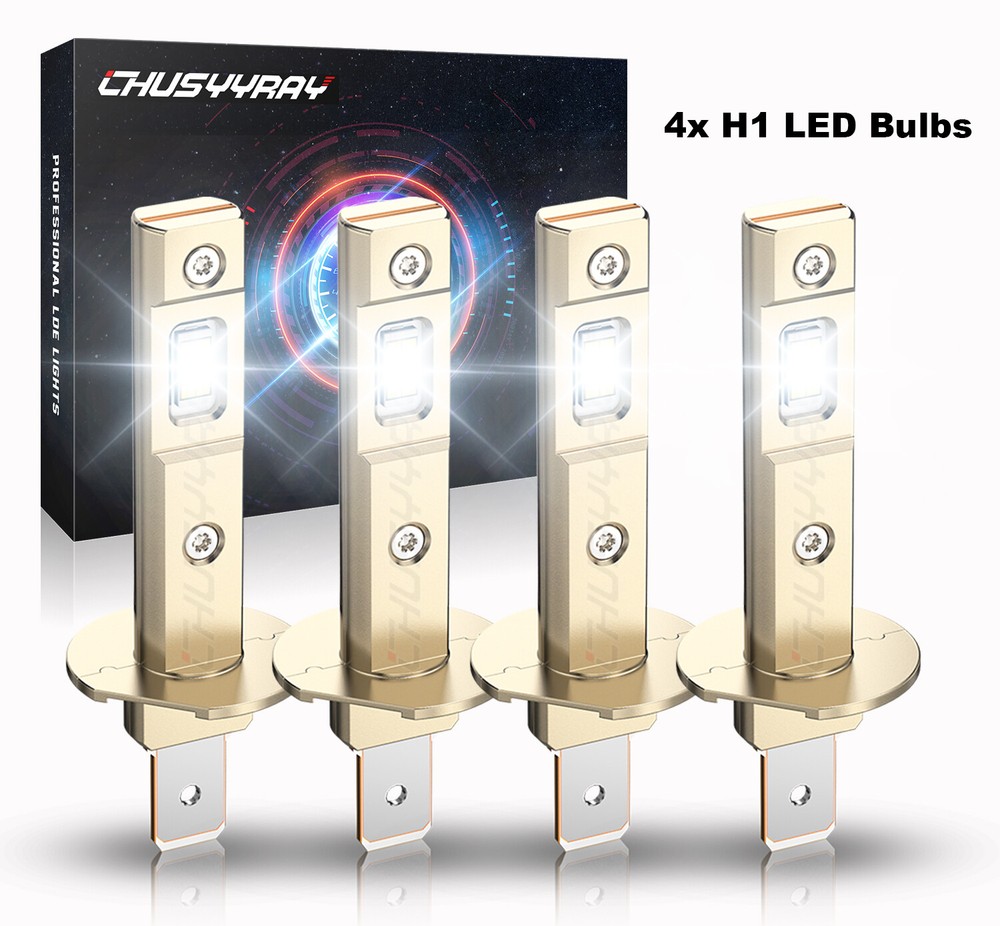 4x H1 LED Headlight Bulbs Conversion Kit High Low Beam Super Bright 10000K White
