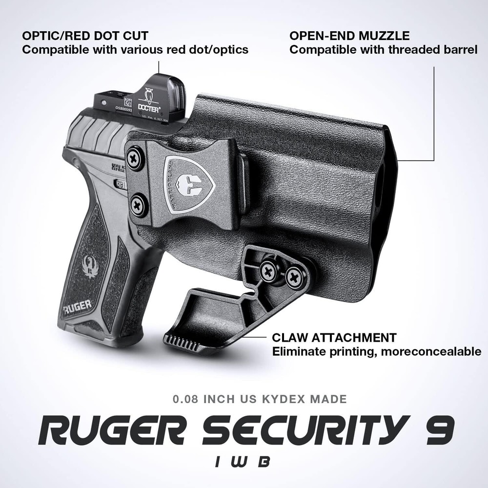 IWB Kydex Holster Optic Cut&Claw For Ruger Security 9/Ruger Security 9 Compact