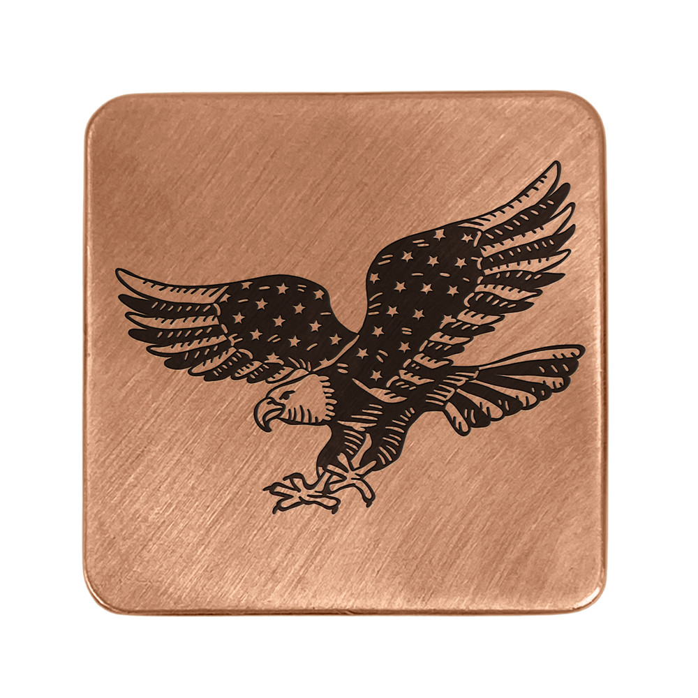 Eagle Embossed Copper Square Golf Ball Marker by Sunfish