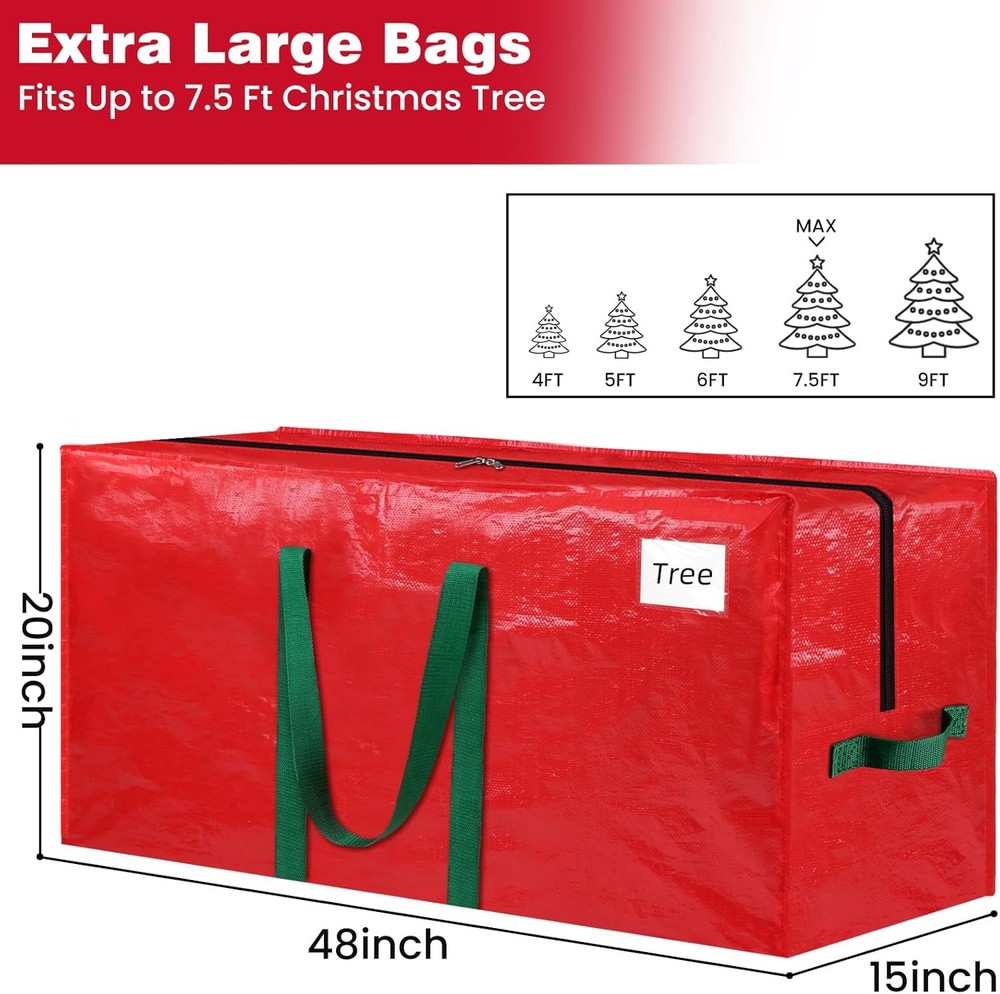 Christmas Tree Storage Bag 7.5 Ft, Durable & Waterproof Xmas FT, Red