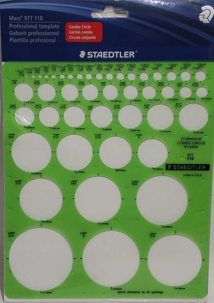 Staedtler Drafting Mars Template, Circle Combo