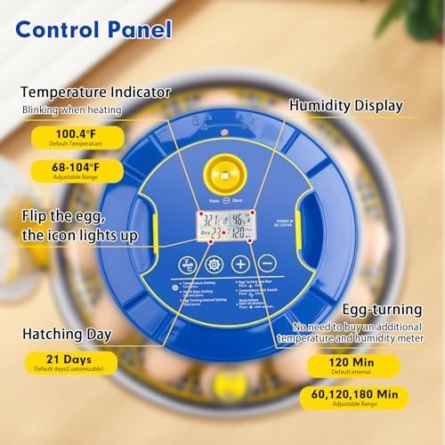 Automatic 18 Egg Incubator with Turner, Temp & Humidity Control for Hatching Egg