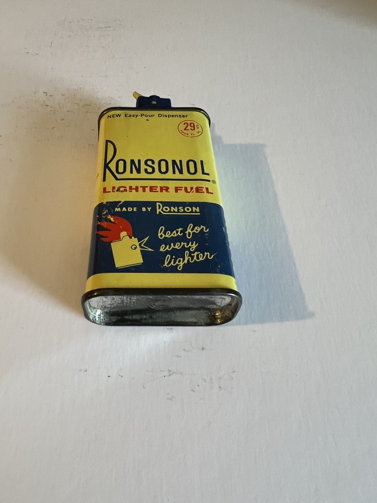 Vintage Ronsonol Lighter Fluid Tin 29 Cents EMPTY