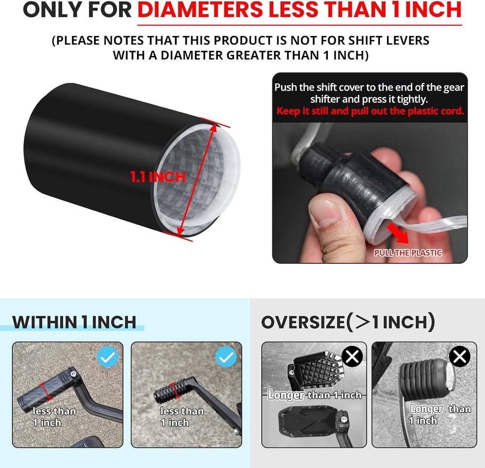 3PC Motorcycle Shifter Shoe Protector Rubber Gear Shift Cover Quick Install
