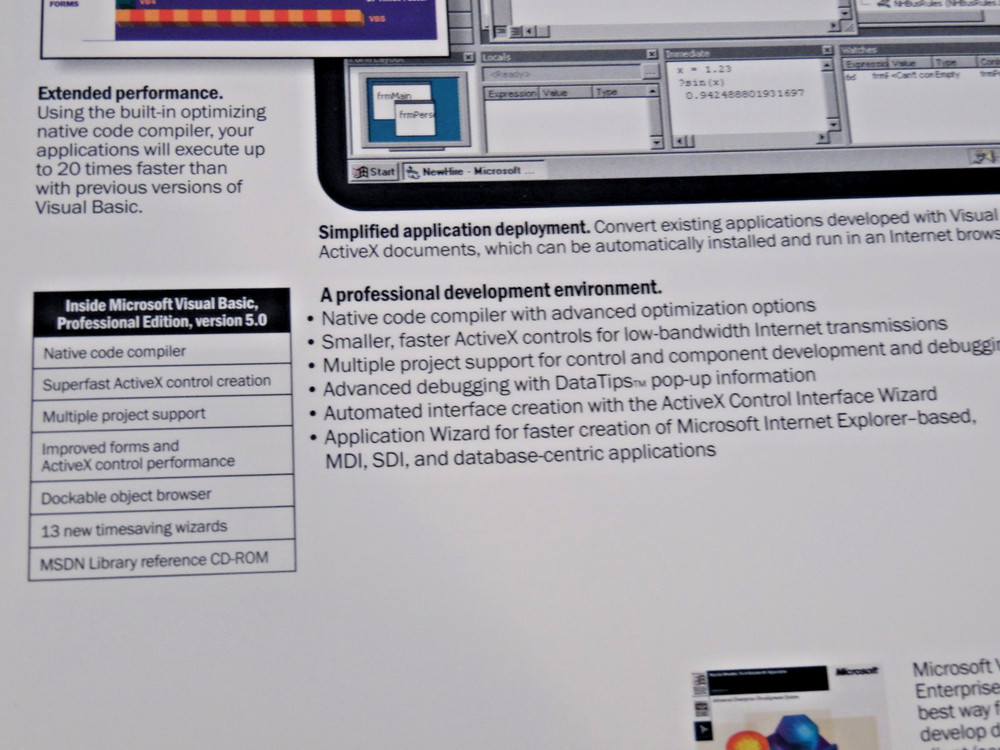 Microsoft Visual Basic 5.0 Professional Edition VB5 Pro CD-ROM in Retail Box