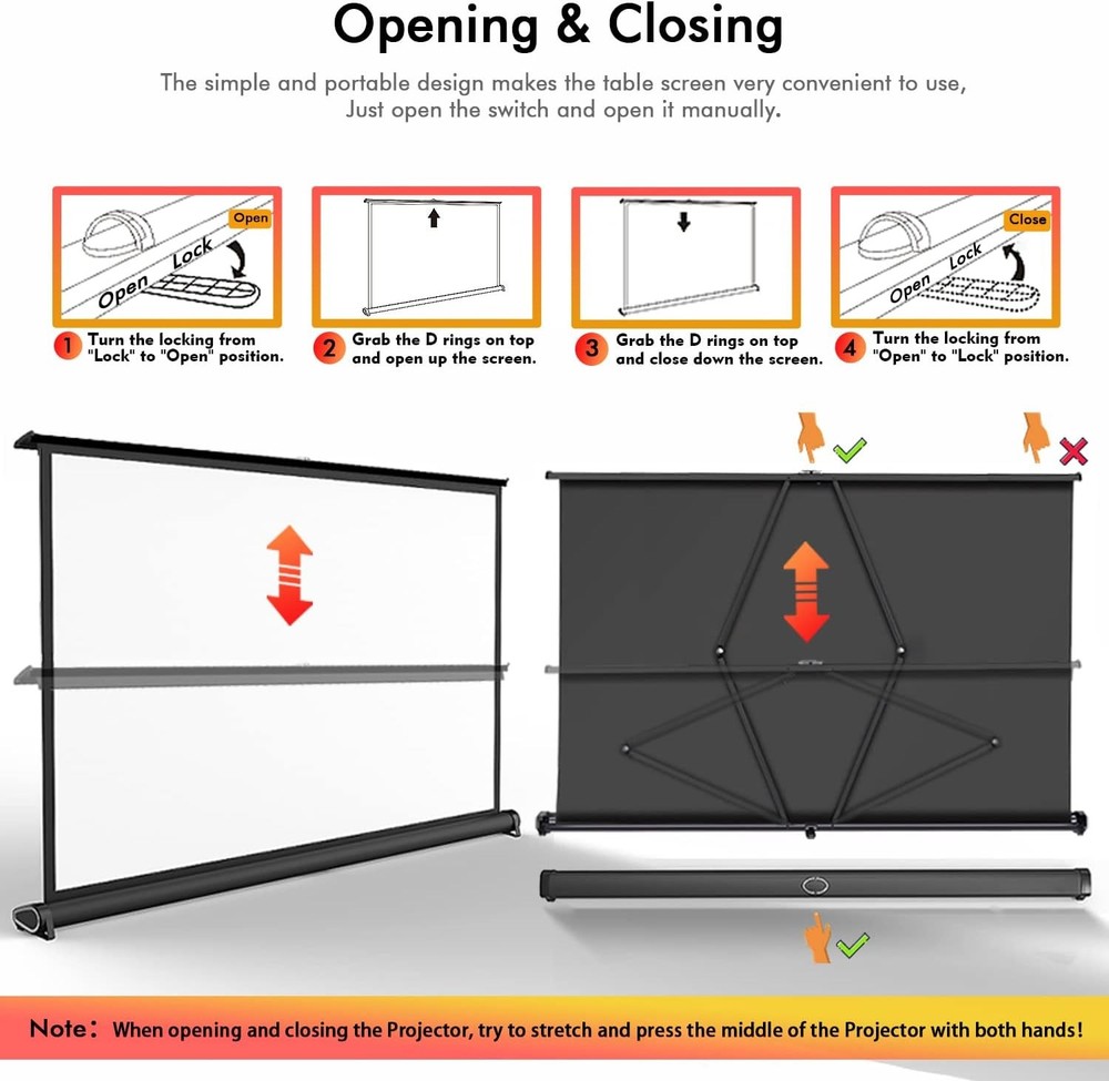 New Portable Mobile 50 Inch Projector Screen Pull Down, 16:9 Projector Screen...