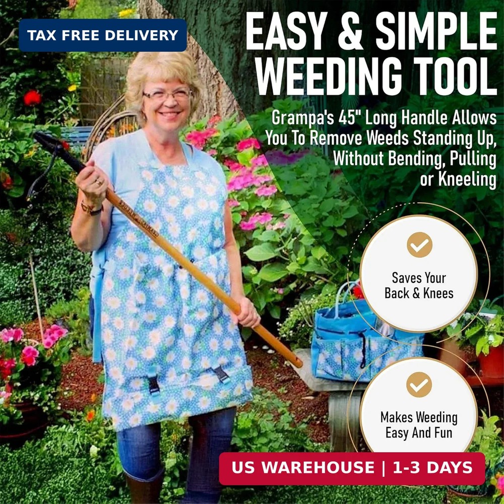 Grampa's Weeder - The Original Stand Up Weed Puller Tool with Long Handle - Made