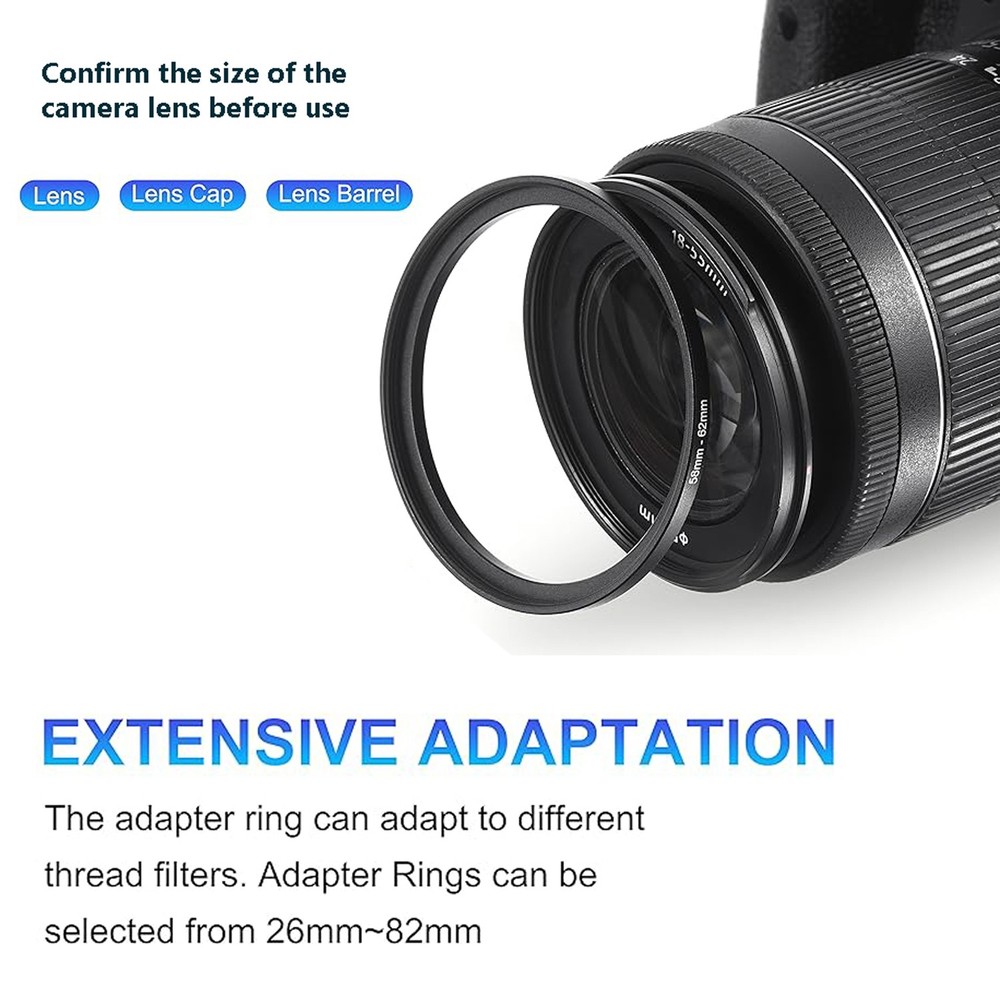 18pcs 37- 82mm Step Up & Step Down Filter Adapter Ring for DSLR Camera Lens US