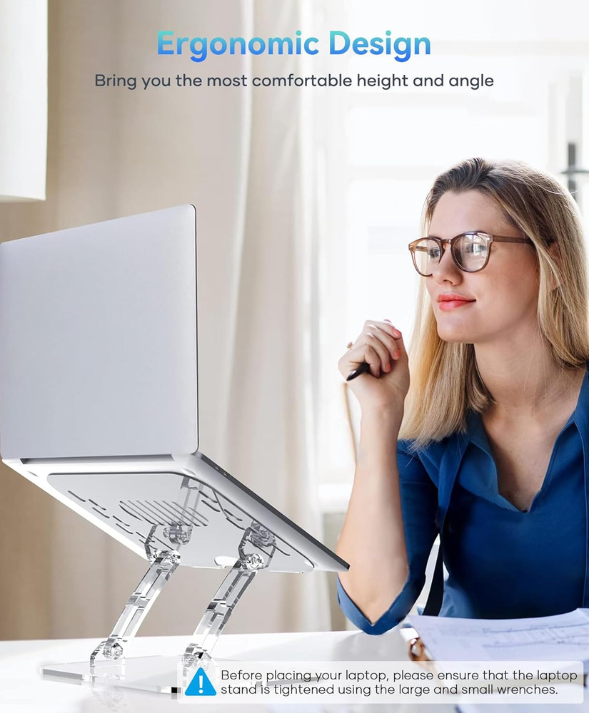 2 Pack Adjustable Portable Laptop Stand - Ergonomic & Foldable Riser for 10-15.6