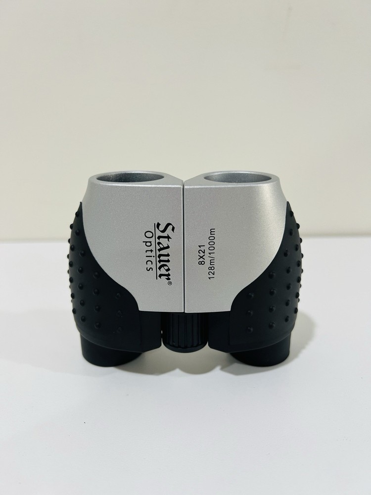 Stauer Optics Binoculars 8x21 Coated Lightweight Compact Silver Black with Case