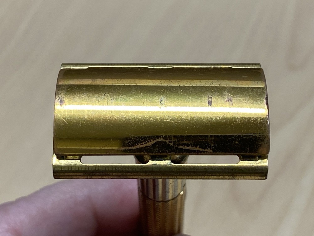 Vintage Gillette Fat Handle Tech - Gold Tone - Post War 1946-1950