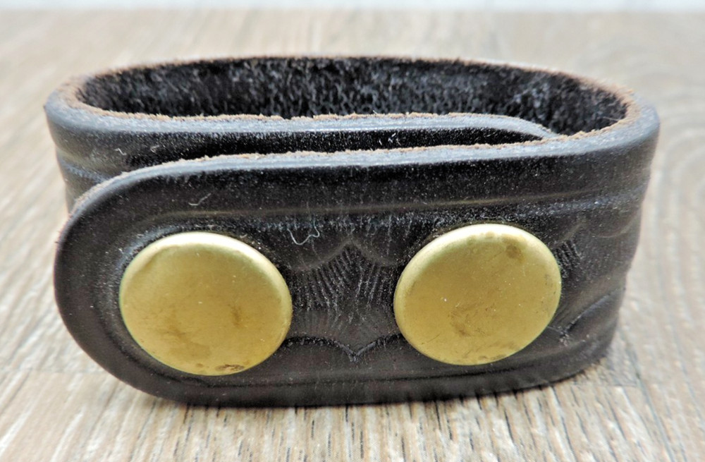 Duty Belt Retainer Black Leather Tooled 2 1/4"