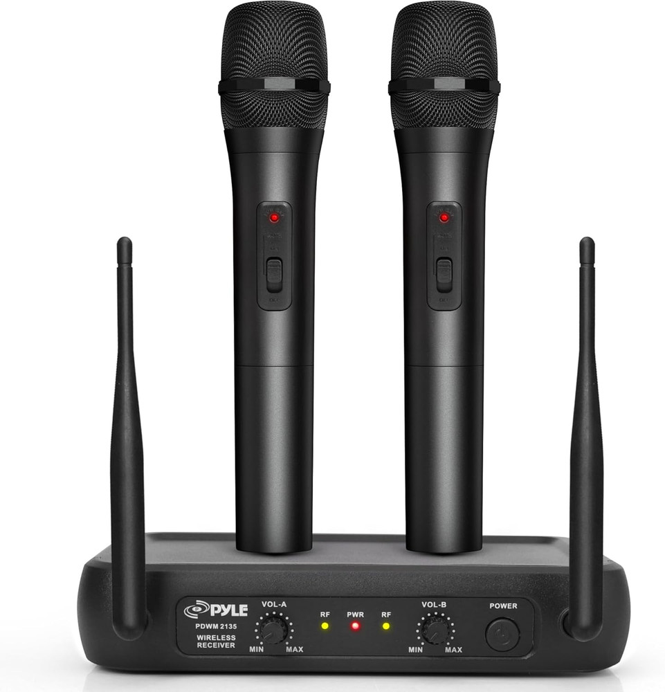 Channel Microphone System-Vhf Fixed Dual Frequency Wireless Set with 2 Handheld