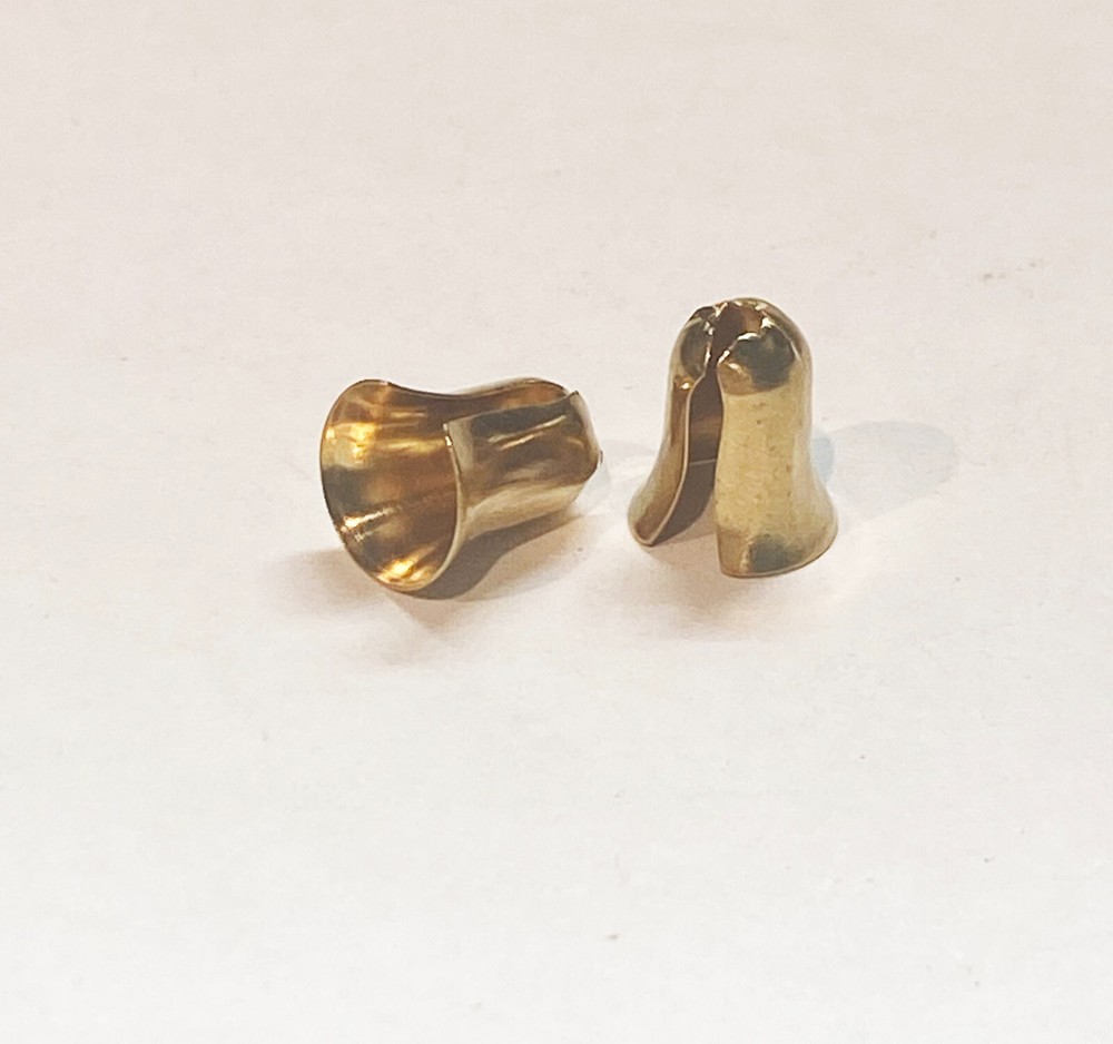 LOT OF 2: NEW UNFINISHED SOLID BRASS BELL ENDS ONLY (for #6 pull chains)