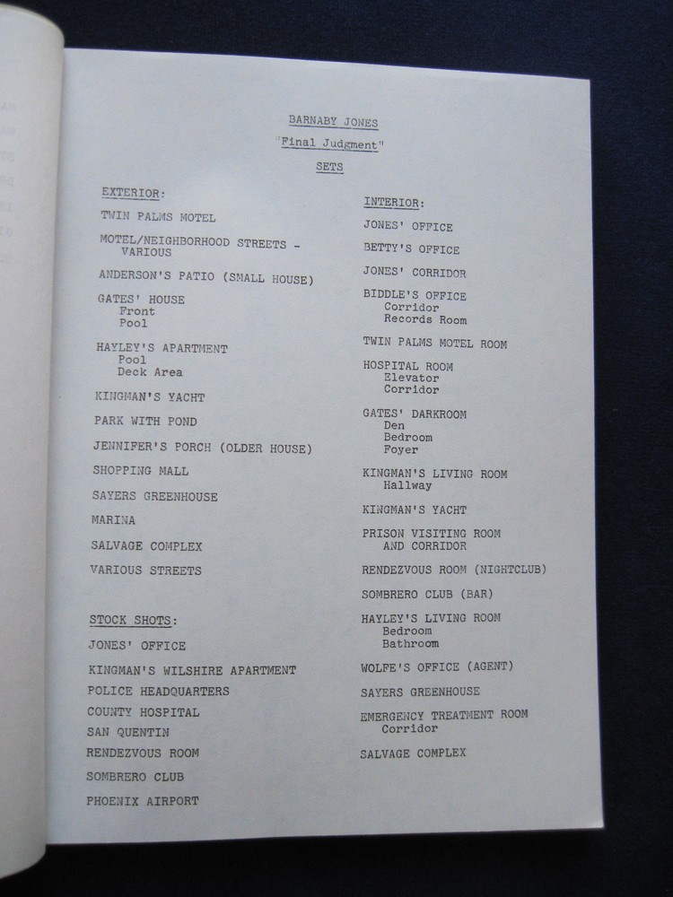 ORIGINAL BARNABY JONES 2 Part TV SCRIPT Final Judgment - BRADFORD DILLMAN'S Copy