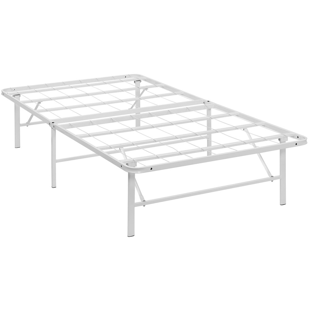 Modway Horizon Twin Stainless Steel Bed Frame in White
