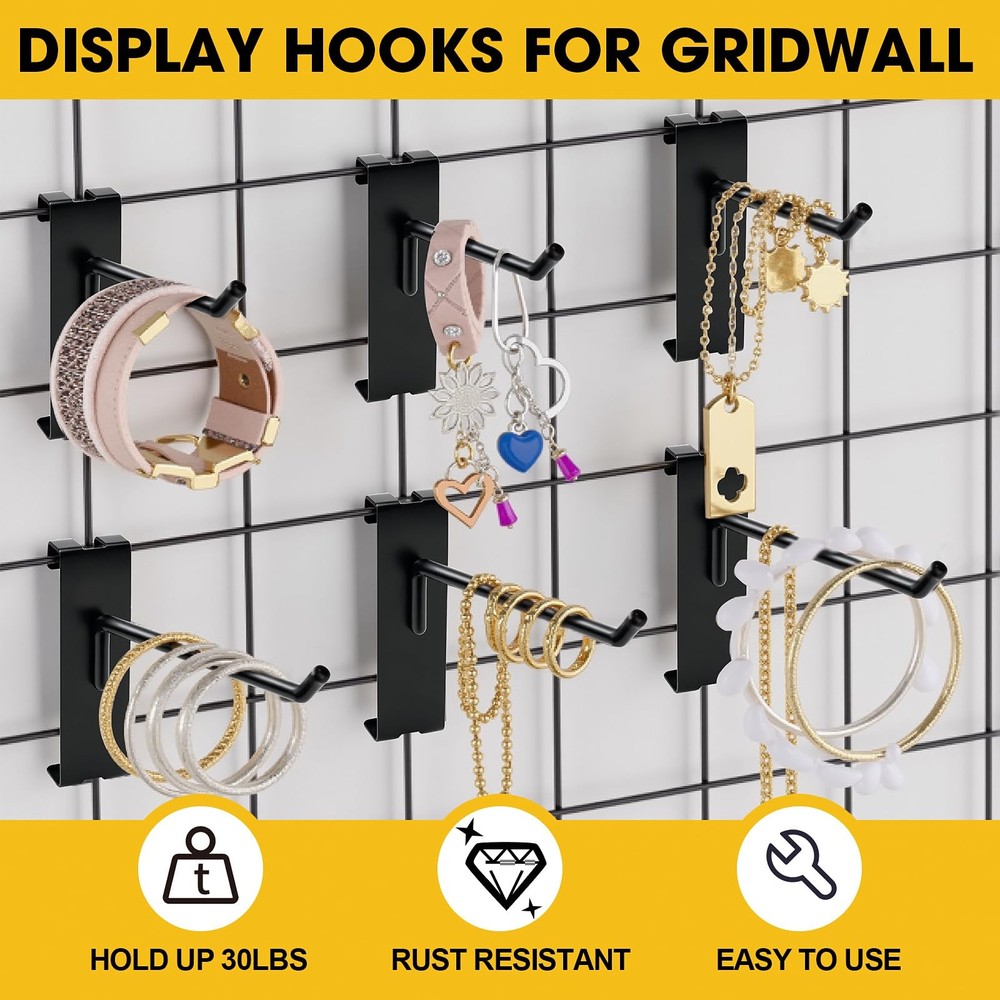 Gridwall Hooks 2/4/6 Inch 60 Pack Grid Wall Hooks Grid Panel Hooks and Hanger...