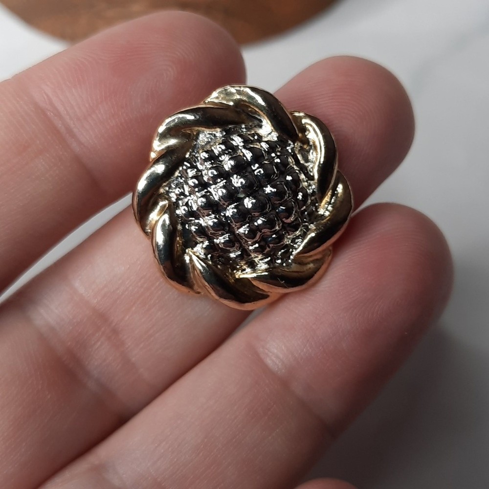 Silver & Gold Tone Button Earrings
